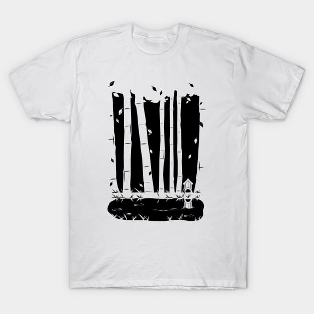 Through the Trees (Black) T-Shirt by AngoldArts